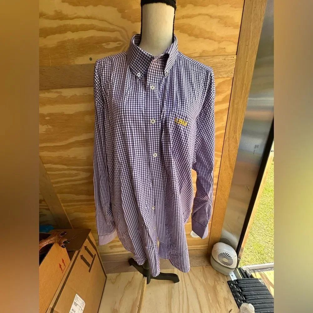 Men's Southern Tide Purple Checkered Shirt